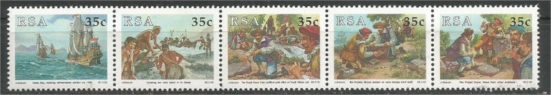 SOUTH AFRICA, 1992, MNH strip of 5, History of postal Scott 823a