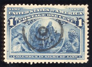 US Scott 230 Used 1c dark blue Columbus in Sight of Land Lot GUS001 bhmstamps