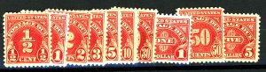 U.S. #J69-J78 MINT SET MOSTLY OG NH