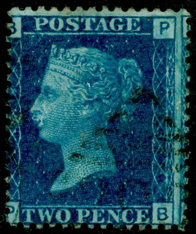 SG47, 2d dp blue plate 13, USED. Cat £30. IRELAND. PB