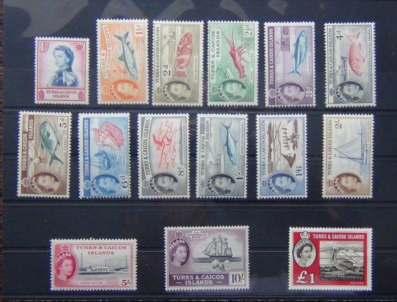 Turks and Caicos Islands 1957 set complete to £1 LMM SG237 - SG250 + SG253