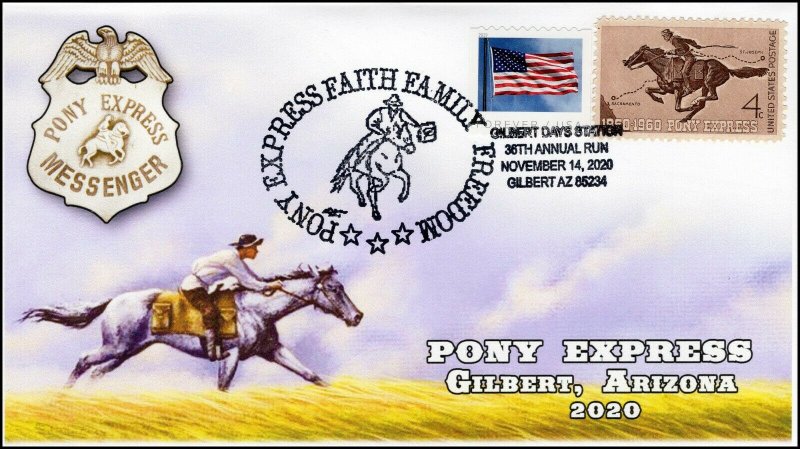 20-289, 2020, Pony Express, Event Cover, Pictorial Postmark, Gilbert AZ