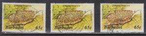 BARBADOS Scott # 653, 653c, 653d Used - Marine Life - Flamingo Tongue Snail