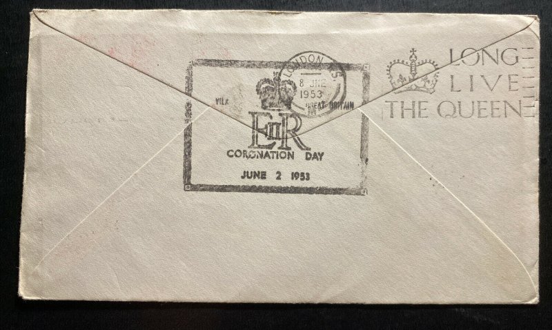 1953 Vila New Hebrides Cover FDC Queen Elizabeth II Coronation To London UK B