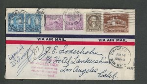 1933 #U524 Used On Airmail Cover W/16.5 Cents Added To Equal 18c Airmail-----