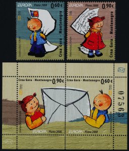 Montenegro 183-5 MNH EUROPA, Cartoon, Boy, Girl, Letter