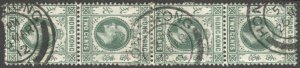 HONG KONG  1912  Sc 110 KGV Used VF Strip of Four, Webb Type K cancel