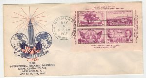 1936 TIPEX INTERNATIONAL STAMP EXHIBITION 778 SOUVENIR SHEET GRANDY FDC #7 ENV.