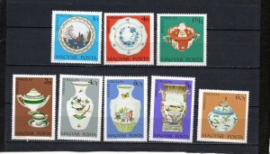 HUNGARY 1972 ART/HUNGARIAN PORCELAIN SET OF 8 STAMPS MNH