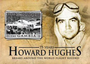 Gambia 2013 - Howard Hughes Flight Record Souvenir stamp sheet Scott #3490 - MNH