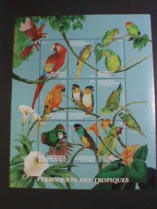 CONGO-DEMOCRATIC- 2000-COLORFUL, BEAUTIFUL LOVELY  PARROTS BIRDS  MNH SHEET VF