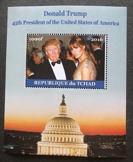 Chad 2016, Donald & Melania Trump, MNH, Souvenir Sheet..