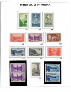 JASTAMPS: US 740-749, 753 ,761  MNH Farley National Parks issue perorated set