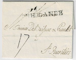 Netherlands 1789 date line Amsterdam on cover to France, straight line HOLLANDE
