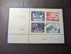 1950 Registered British Sarawak Airmail Cover Keching to Berne Switzerland