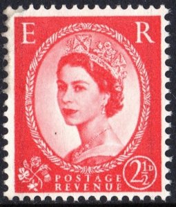 Great Britain #357d 2½d Queen Elizabeth II: Graphite Lines Single (1959) MNH