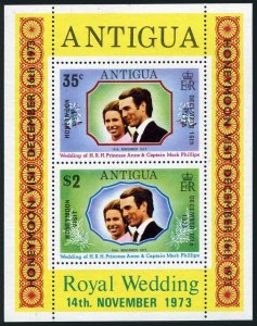 Antigua 324a, MNH. Mi Bl.11. Wedding 1973. Princess Anne, Mark Phillip visit.