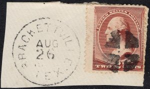 USA - 1883 - Scott #210 - used on piece - BRACKETVILLE TEX. pmk + cork cancel