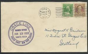 USA 1933 Grace Line SANTA ROSA maiden voyage cover.........................65541