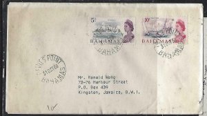 BAHAMAS COVER (P0412B)  1968 QEII 5C+10C BOAT ON COVER DEVILS POINT TO JAMAICA 