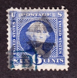 US 115 6c Washington Used w/ Black & Blue Postmarks F-VF appr SCV $225