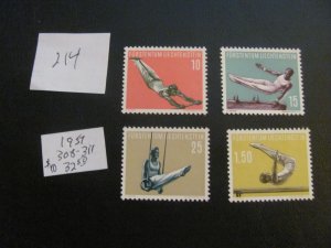 LIECHTENSTEIN 1957 MNH  SC 308-311 SET  XF  $32.50 (214) NEW COLL.