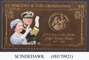 ST. VINCENT GRENADINES - 1999 GOLDEN ROYAL WEDDING - 1V MNH GOLD FOIL STAMP