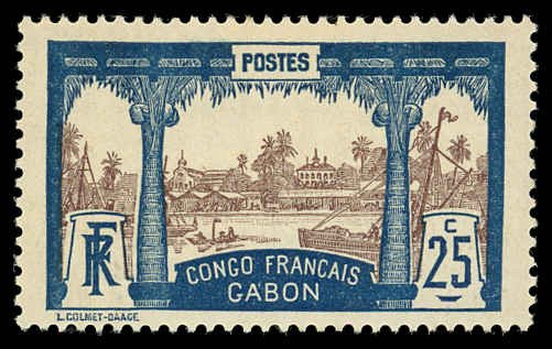 GABON Sc 39 VF/MH - 1910 25c  Libreville, Inscribed Congo Francais