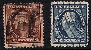 USA 1908 Scott 334-35 used fvf