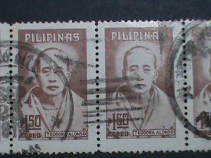 ​PHILIPPINES STAMP-TEODORA ALONSO WITH COMPLETE CANCEL USED BLOCK OF 4-EST.-$4