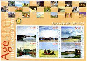 Uzbekistan 2002 ROTARY EUGENE BOUDIN Paintings Sheet Perforated Mint (NH)