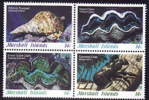 Marshall Is.-Sc#113a-unused NH set-Marine- Life-Invertebrates-1986-