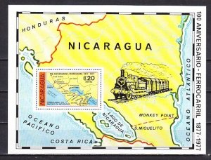 Nicaragua, Scott cat. C941. Map of Railroad Route s/sheet.