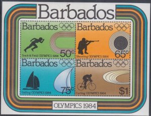 BARBADOS Sc # 626a MNH CPL S/S of 4 - 1984 LOS ANGELES OLYMPIC GAMES