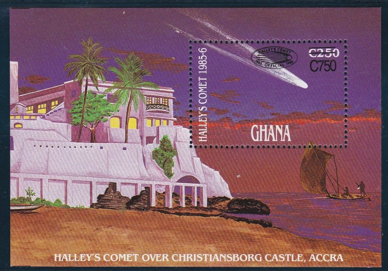 Ghana # 1128a-1130a, 1131a, Halley's Comet  with Comet Logo, NH, 1/2 Cat.