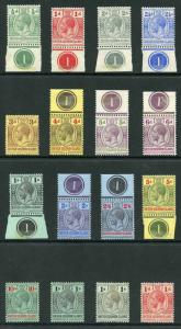 Solomon Is SG22/37 Set inscribed Postage Revenue to 10/- M/Mint