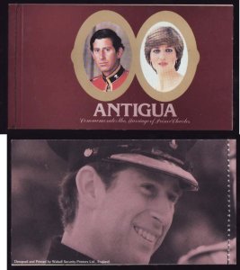 Antigua-Sc#627- id14-unused NH Royal Wedding booklet-Diana-1981-