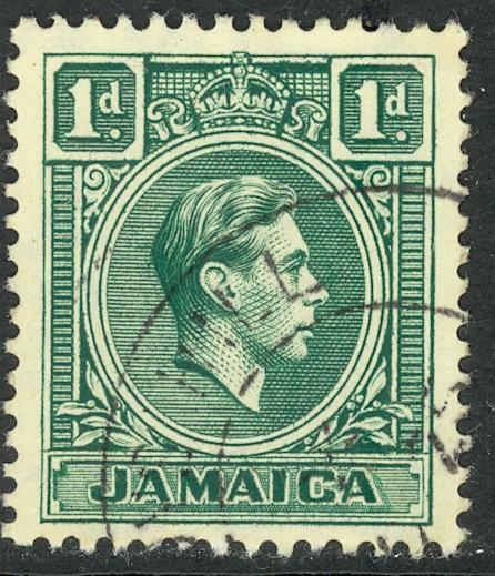 JAMAICA 1951 KGVI 1d Blue Green Portrait Issue Scott No. 149 VFU