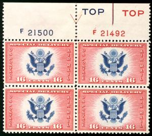 US #CE2 PLATE BLOCK, SUPERB mint never hinged, LARGE TOP PLATE, a condition r...