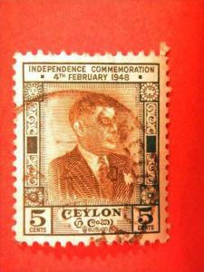 CEYLON, Sri Lanka, 1949, used, 5c .D. S. Senanayake, 1st Anniv of Independence.