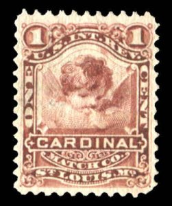 RO58 Cardinal Match Private Die Proprietary Civil War Revenue 1¢ Lake