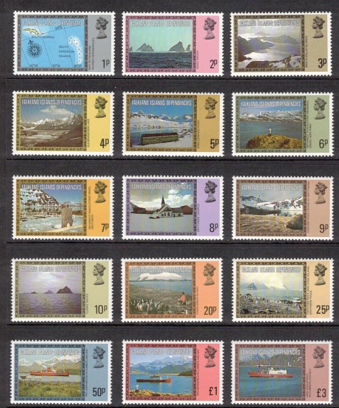 FALKLAND DEPENDENCIES 1980 Definitives; Scott 1L38-52, SG 74A-88A; MNH