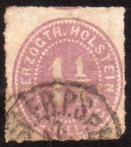 1865, Germany Schleswig Holstein 1 1/4Sch, Used, Sc 20