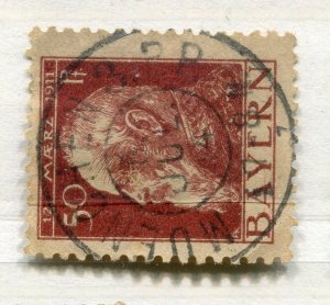 GERMANY BAVARIA; 1911 early Luitpold issue fine used 50pf. value, POSTMARK