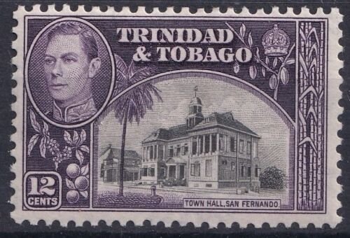 1944 TRINIDAD & TOBAGO - SG:252a - 12c BLACK & SLATE PURPLE - MOUNTED MINT 