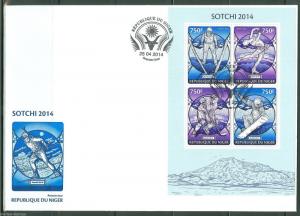 NIGER 2014 SOCHI WINTER OLYMPICS SHEET FIRST DAY COVER