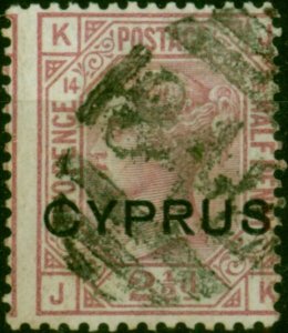 Cyprus 1880 2 1/2d Rosy Mauve SG3a Pl 14 (J-K) 'Large Thin C' Fine Used Scarce