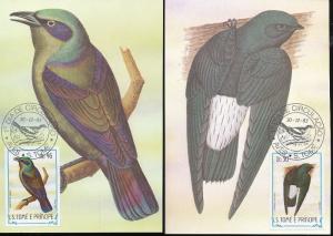 S.Tome E Principe St Thomas 1983 Birds Wildlife Maxi Cards Used (22 Items) D754a