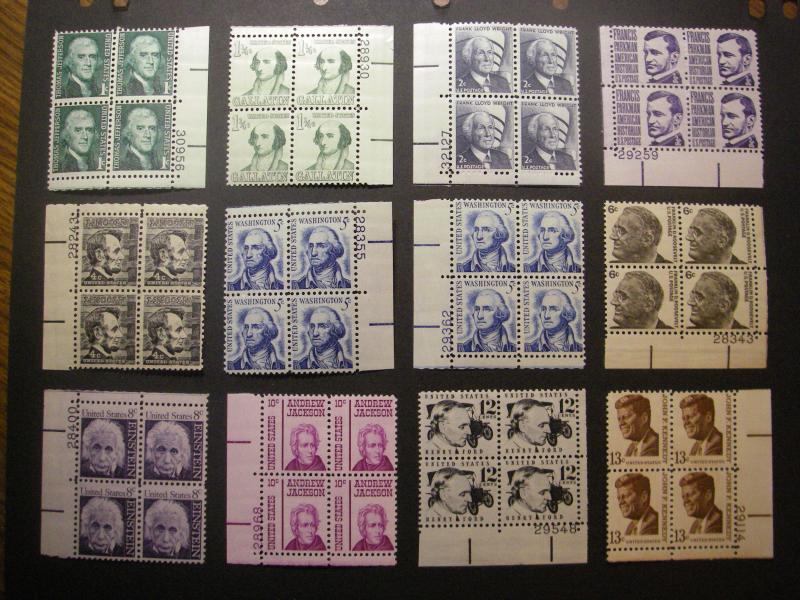 PROMINENT AMERICANS - Complete Plate Block Set, MNH Beauties