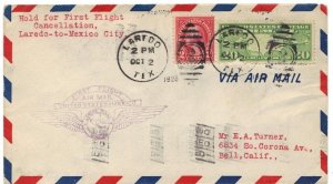 US MEXICO 1928 FIRST FLIGHT LAREDO TO MEXICO